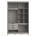 Ver imagem 2 de Guarda-roupa Solteiro com Espelho 2 Portas Correr 3 Gavetas 150cm Multimóveis Cr35399 Cinza