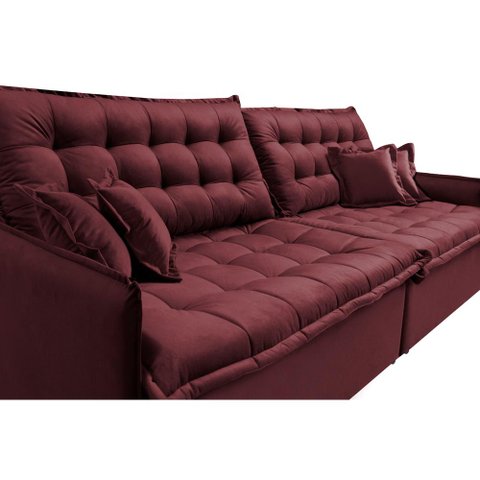Sofá Sem Caixa Retrátil Reclinável 2,35m Cama inBox Versátil com Pillow Top e Molas Velusoft