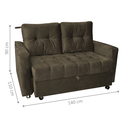 Ver imagem 2 de Sofá-Cama Verona Turkey Marrom 140x190cm com Abertura Frontal para Sala Quarto