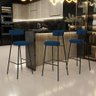 Kit 02 Banquetas Baixa Bar Cozinha Sala de Jantar Estrutura em Aço Milão L02 Suede Azul Marinho - - 2