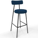 Ver imagem 3 de Kit 02 Banquetas Baixa Bar Cozinha Sala de Jantar Estrutura em Aço Milão L02 Suede Azul Marinho -