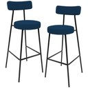 Ver imagem 1 de Kit 02 Banquetas Baixa Bar Cozinha Sala de Jantar Estrutura em Aço Milão L02 Suede Azul Marinho -