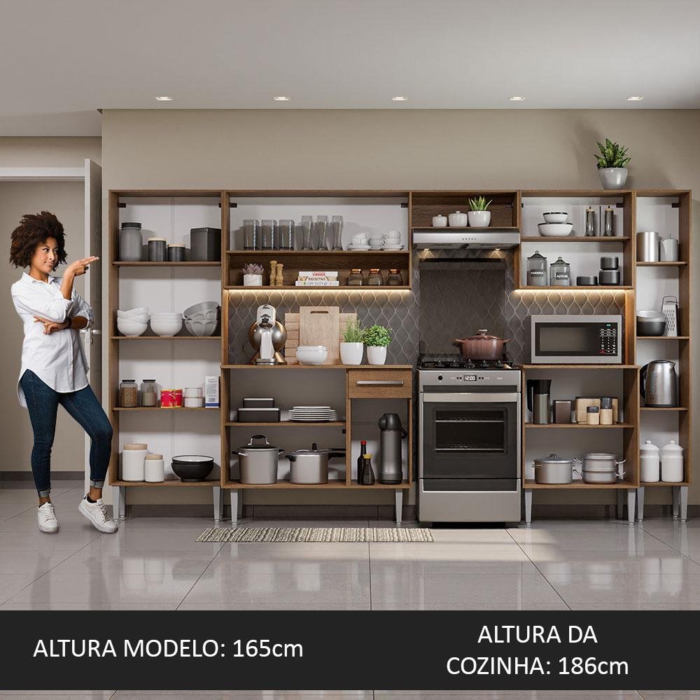 Armário de Cozinha Completa 325cm Cinza/Rustic Emilly Joy Madesa 01 - 5