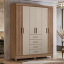 Ver imagem 2 de Guarda Roupa Casal 165cm 6 Portas Khani Carvalho/fendi Z17 - Mpozenato