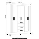 Ver imagem 4 de Guarda Roupa Casal 165cm 6 Portas Khani Carvalho/fendi Z17 - Mpozenato