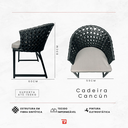 Ver imagem 6 de Cadeira Cancún Colmeia - Alumínio Pintado Preto, Corda Náutica Jardim Varanda Área Externa - Preto