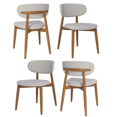 Kit 4 Cadeiras Mariana Estofadas para Sala de Jantar com Design Curvo Yescasa