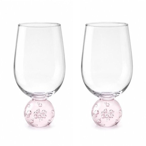 Kit 2 Taças Bubble Taça para Bebidas Vidro Resistente a Lava-Louças Transparente e Rosa Tuut