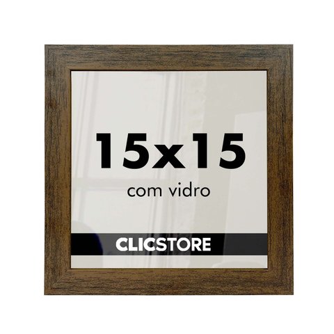 Kit 5 Molduras 15x15cm com Vidro e Fundo Imagem Decorativa Quadro Decor Quarto Sala Cor:tabaco