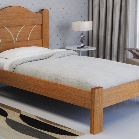 Cama Solteiro 100% MDF 107,5x94cm Alice Marrom/Marrome