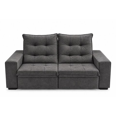 Sofá 2 Lugares Retratil Suede Aracaju Estofado - Cinza