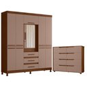 Ver imagem 1 de Guarda Roupa Casal New Fusion 10 Portas e Cômoda Doble Nogueira Capuccino - Móveis Albatroz