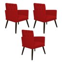 Ver imagem 1 de kit 03 Poltronas Nanda Palito Tabaco Suede Vermelho - FLORENZZE MÓVEIS