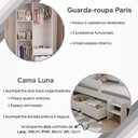 Ver imagem 5 de Conjunto Quarto Infantil Cama Luna Plus com Colchão + Guarda-Roupa Paris 4 Portas 2 Gavetas - Branco