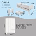 Ver imagem 3 de Conjunto Quarto Infantil Cama Luna Plus com Colchão + Guarda-Roupa Paris 4 Portas 2 Gavetas - Branco