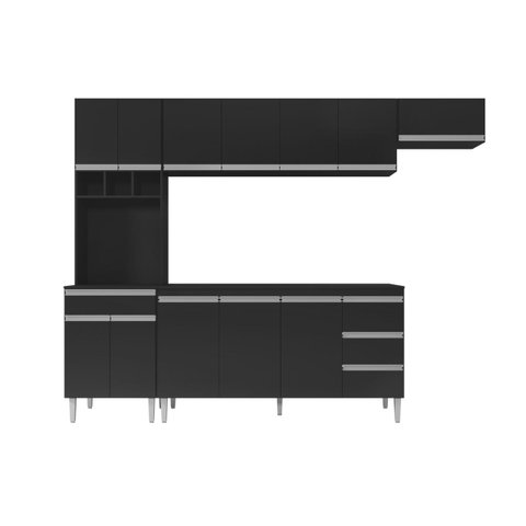 Cozinha Completa Modulada Andreia C/5 Peças 280cm - Ajl Móveis Cozinha Completa Andreia Preto