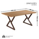 Ver imagem 3 de Mesa para Sala de Jantar Retangular 160x90cm MDF Império Marrom/Proa