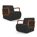 Ver imagem 1 de Kit 02 Poltronas Decorativas Orgânica Living Kavya Veludo Preto - Desk Design