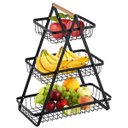 Ver imagem 1 de Fruteira Cesto Triplo Organizador Aramado Fruta Legumes Cozinha Mesa Bancada Escritorio Utensilios M