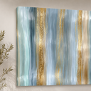 Ver imagem 2 de Quadro Decorativo Abstrato Azul Dourado Moderno 100x55