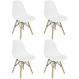 Kit 4 Cadeiras Charles Eames Eiffel Wood Design - Branca - 1