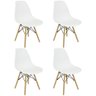 Kit 4 Cadeiras Charles Eames Eiffel Wood Design - Branca - 1