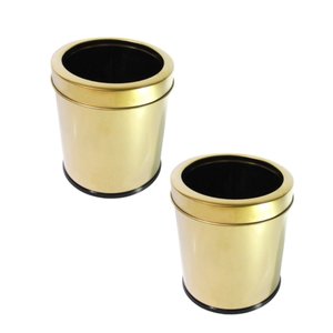 Kit 2 Lixeiras Dourada Aço Inox com Aro 3l + 7l Fineza