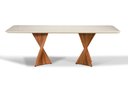 Ver imagem 2 de Mesa de Jantar Toronto 08 Lugares 220cm X 105cm, Base em Madeira Maciça e Tampo com Vidro Off White