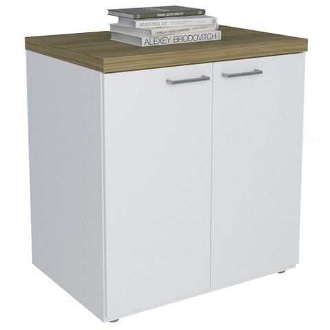 Balcão para Escritório 90cm 2 Portas Corp A06 Carvalho/branco - Mpozenato
