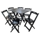 Ver imagem 1 de Conjunto Mesa Dobrável Madeira 110x70 com 6 Cadeiras Personalizada Jack Preta - Tarimatã
