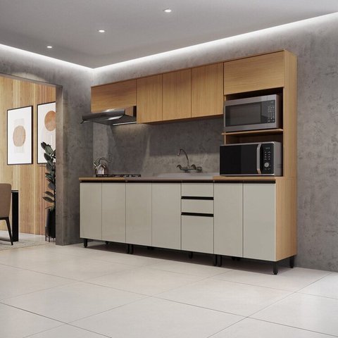 Cozinha Modulada Completa 5 Peças Yescasa Laranja/Angelin/Nude