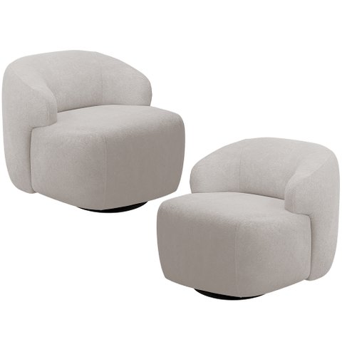 Kit 02 Poltronas Decorativa Orgânica Giratória para Sala Living Barolo L06 Bouclê Cinza - Lyam Decor
