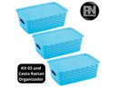 Ver imagem 2 de Kit 3 Caixas Organizadoras com Tampa Média 4,5 Litros Rattan