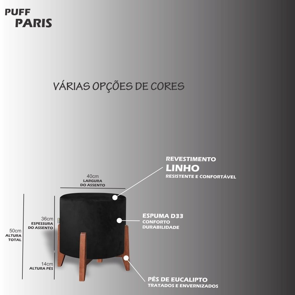 Puff para Sala e Recepção Paris Luxo Marrom Egmobile Puff Paris - 3