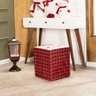 Capa de Puff Quadrado Avulsa Estampada Natalina Ajustável com Elástico - Tecido Veludo Suede Decoraç - 2