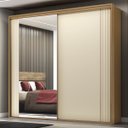 Ver imagem 1 de Guarda Roupa Casal 2 Portas Mdf Ripado com Espelho Imperium Belmax:freijó/off White