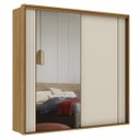 Ver imagem 4 de Guarda Roupa Casal 2 Portas Mdf Ripado com Espelho Imperium Belmax:freijó/off White