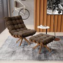 Ver imagem 4 de Kit 2 Puffs Giratório Suede Base Madeira D’Rossi Marrom