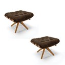 Ver imagem 1 de Kit 2 Puffs Giratório Suede Base Madeira D’Rossi Marrom
