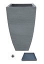 Ver mais imagens de Kit Vaso Planta + Prato 90x45 Moderno Trapézio Polietileno BGPLASTICOS CINZA CIMENTO 004