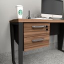 Ver imagem 1 de Gaveteiro Suspenso P/ Mesa de Escritório 2 Gavetas Ng Pr F5 Cor:nogal com Preto