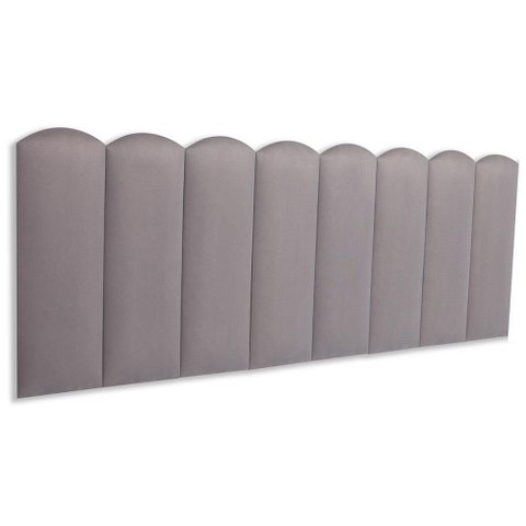 Cabeceira Queen Kit 8 Placas Modelo Nuvem - Suede Cinza