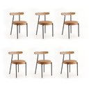 Ver imagem 6 de Cadeira Sala de Jantar Kit 6 Lizzie Base Tubular Preto Encosto Castanho PU D03 - D'Rossi