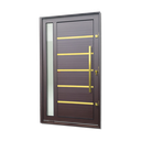 Ver imagem 1 de Porta Pivot.Alumínio Lamb.Miraggio c/Pux.D.Elite Marrom Gold 240x120 Brimak