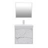 Gabinete Suspenso 1 Porta com Espelheira para Banheiro com Lavatório Canis Branco com Marmorizado - 2