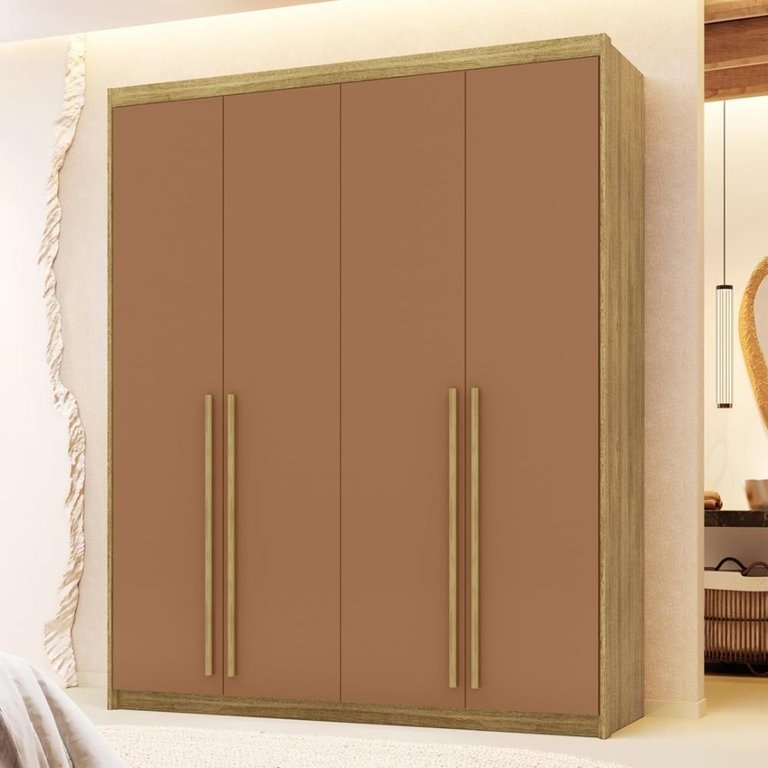 Guarda Roupa Casal 4 Portas 3 Gavetas Pequim - Nature/camarim Guarda Roupa Casal 4 Portas 3 Gavetas Pequim - Nature/camarim