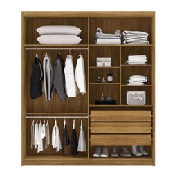 Guarda Roupa Casal 4 Portas 3 Gavetas Pequim - Nature/camarim - 3