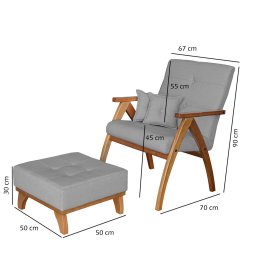 Poltrona Giovana com puff linho Cinza Ideal Moveis - 2
