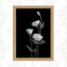 Quadro Moldura Dourada Flores Brancas Fundo Preto 24x18cm:com Acetato - 1