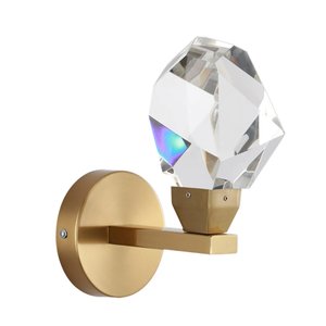 Arandela Dourada Cristal Lapidado Led 5w 3200k Bivolt Paris Luz